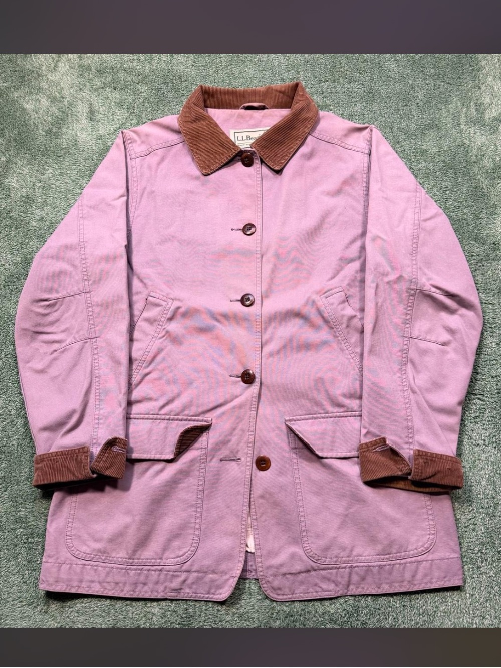 L.L. Bean Chore Coat Cotton Canvas Field Barn Jacket Purple Corduroy Collar M
